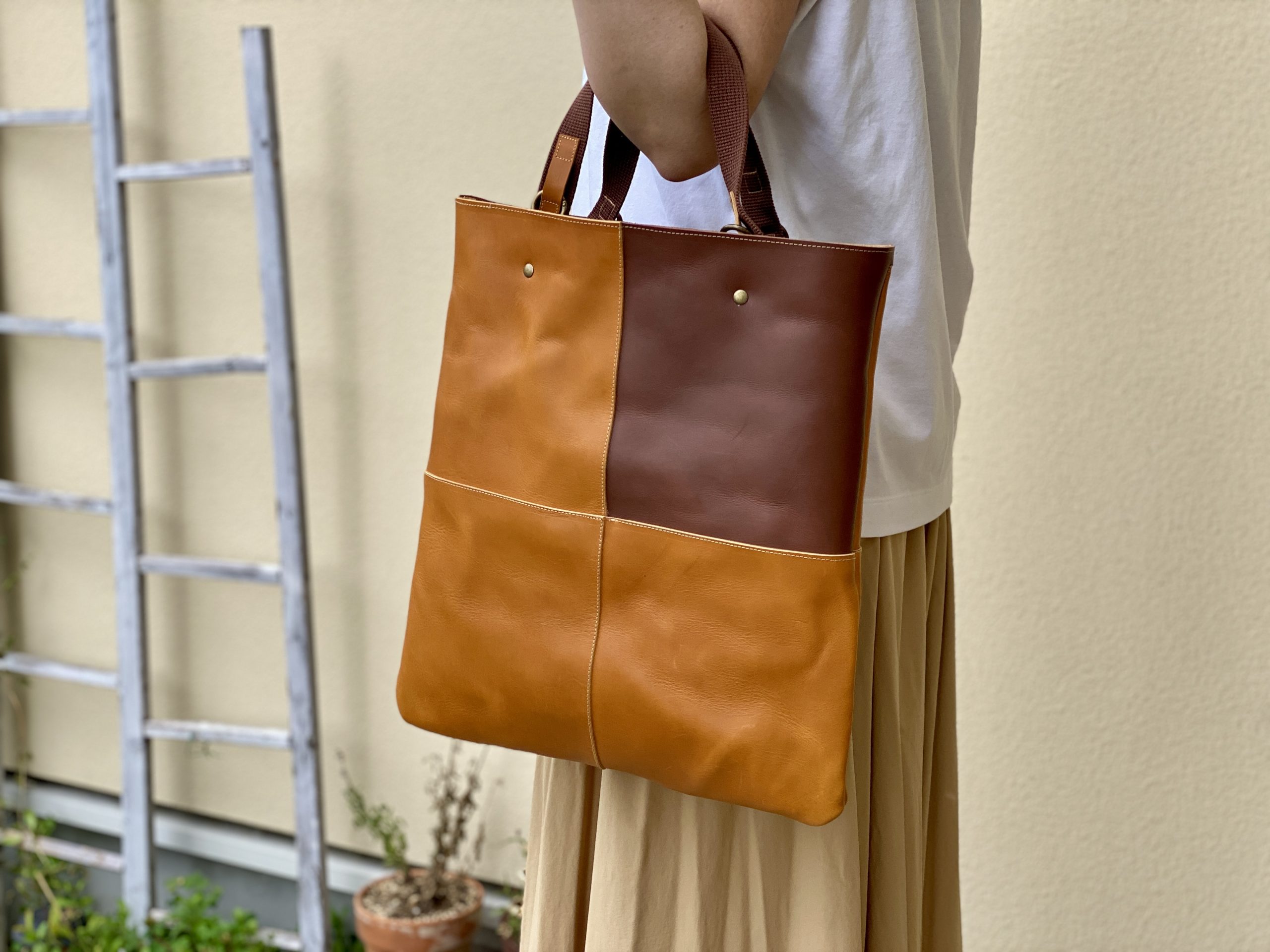 ミシンで作るレザーバッグ